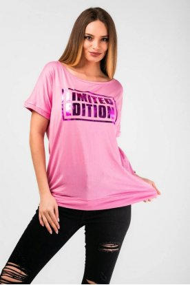VICTORIA MODA Divatos bőszabású nyomott mintás rövid ujjú felső