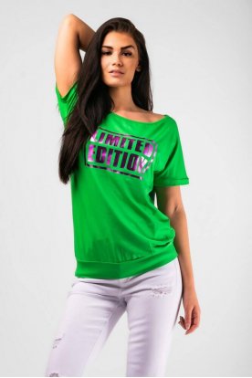 VICTORIA MODA Divatos bőszabású nyomott mintás rövid ujjú felső