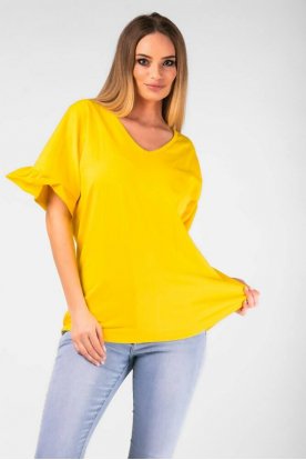 VICTORIA MODA Divatos bőszabású fodros ujjú hátul megkötős rövid ujjú póló