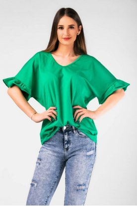 VICTORIA MODA Divatos bőszabású fodros ujjú hátul megkötős rövid ujjú póló