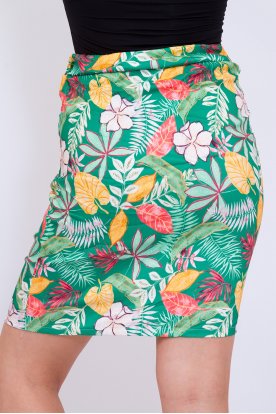Divatos Hawaii mintás derékban megköthető sztreccses anyagú mini szoknya