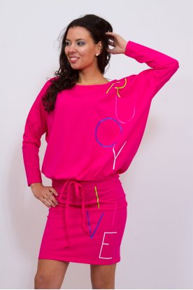RUCY FASHION divatos derékban megköthető egyszínű lezser női hosszú ujjú tunika/ mini ruha
