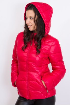 Divatos karcsúsított steppelt téli kabát levehető kapucnival