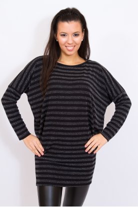 RUCY FASHION Alkalmi hosszú denevér ujjú keresztben csíkos csillogós lezser felső