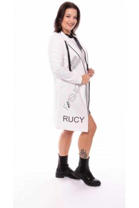 RUCY FASHION Hosszú ujjú betű mintás hosszított cipzáros kardigán