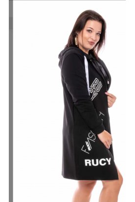 RUCY FASHION Hosszú ujjú betű mintás hosszított cipzáros kardigán