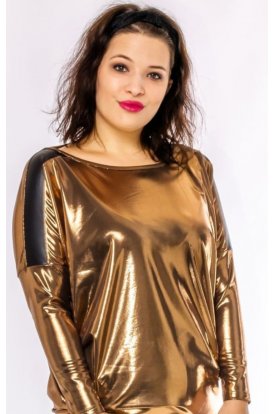RUCY FASHION Hosszú ujjú fényes anyagú passzés alkalmi felső
