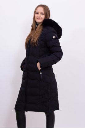 NATURE Női divatos hosszított karcsúsított téli kabát oldalt gombos