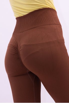 Nagy méretű szexi alakformáló bordázott anyagú hosszú szárú sportos leggings elöl megkötővel