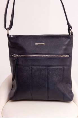 SILVIA ROSA Divatos női műbőr válltáska elől cipzárral és lent varrott