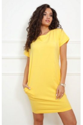 VIKTORIA MODA Rövid ujjú oldalzsebes bőszabású mini ruha