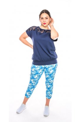RUCY FASHION Rövid ujjú csipke vállbetétes lezser felső
