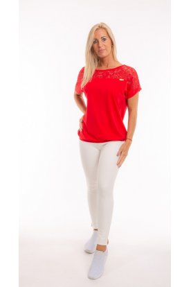 RUCY FASHION Rövid ujjú csipke vállbetétes lezser felső