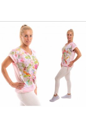 RUCY FASHION Alkalmi elegáns V-nyakú női beach felső 3D virág egyedi minta