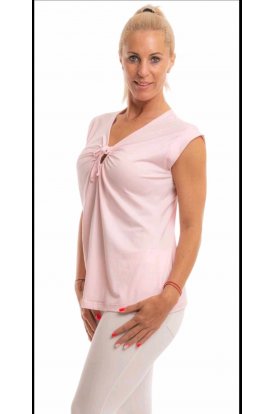 RUCY FASHION Nöi rövid ujjú elől húzott masnis felső rózsaszín