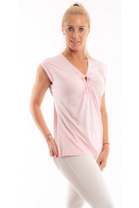RUCY FASHION Nöi rövid ujjú elől húzott masnis felső rózsaszín