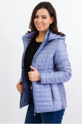 Női divatos kapucnis karcsúsított átmeneti kabát oldalán gumírozott betéttel