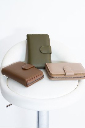 Divatos egyszínű műbőr női pénztárca