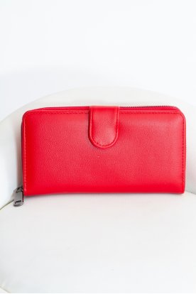 Divatos  nagy egyszínű műbőr női pénztárca