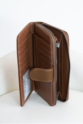 Divatos  nagy egyszínű műbőr női pénztárca