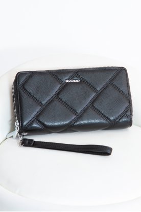 Divatos nagy steppelt egyszínű műbőr női pénztárca