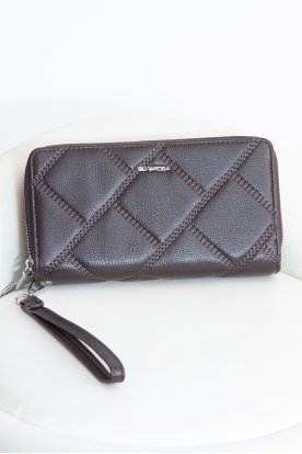 Divatos nagy steppelt egyszínű műbőr női pénztárca