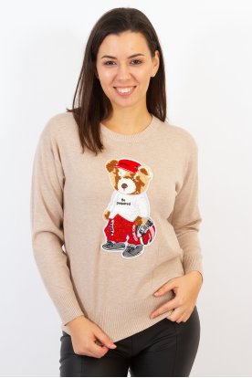 Divatos pihe-puha macis hosszú ujjú gépi kötésű női pulóver