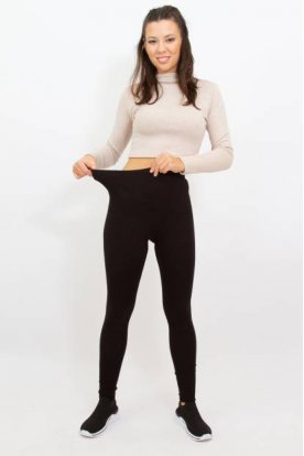 Divatos  alakformáló polár bélelt fekete színű magasított derekú testhezálló leggings