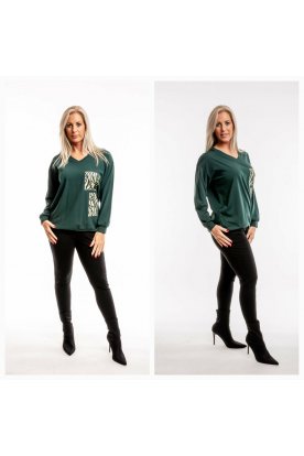 RUCY FASHION V-nyakú ejtett vállú fazonú elegáns húzózsinóros hosszú ujjú felső