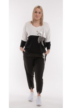 RUCY FASHION V-nyakú ejtett vállú fazonú elegáns húzózsinóros hosszú ujjú felső