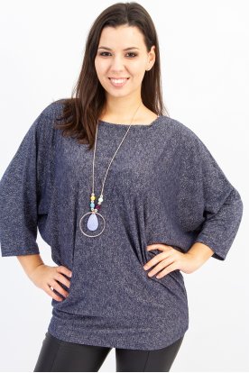 Divatos láncos bőfazonú anyagában csillagós denevér és 3/4 ujjas női alkalmi felső