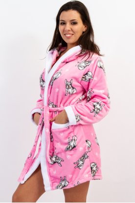 Divatos anyagában kutya mintás pihe puha köntös