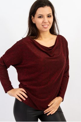 Elegans kámzsás nyakú bőfazonú anyagában csillagós denevér és hosszú ujjas női felső