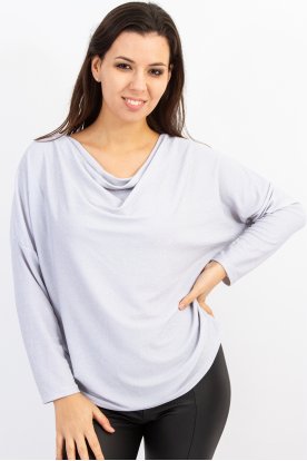 Elegans kámzsás nyakú bőfazonú anyagában csillagós denevér és hosszú ujjas női felső