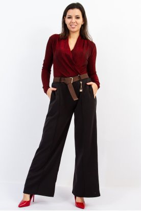 Stílusos magas gumis derekú elöl varrott alkalmi nadrág divatos övvel