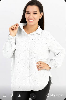 Fényes glitteres, elegáns gombos női blúz gumis mandzsettával-ünnepi viselet