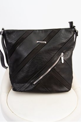 SILVIA ROSA Divatos női diagonál vonalas oldaltáska és elején ferde cipzáros cipzáras zsebbel