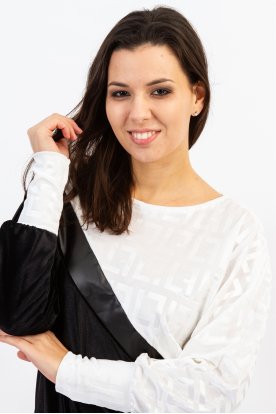 Divatos bársony diagonál kockamintás hosszú ujjú passzés felső bőr betettel