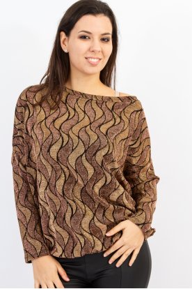 YESSTORY Lurex szálas, kedvenc, aszimmetrikus, gumis aljú felső