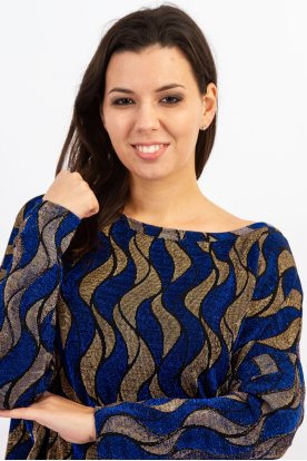 YESSTORY Lurex szálas, kedvenc, aszimmetrikus, gumis aljú felső