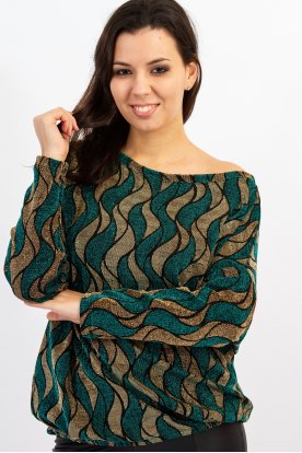 YESSTORY Lurex szálas, kedvenc, aszimmetrikus, gumis aljú felső