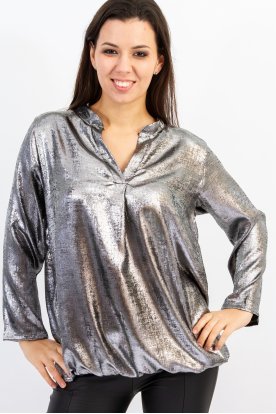 YESSTORY Fémes csillogású, gumis aljú ingfelső