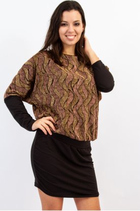 YESSTORY Alkalmi Lurex szálas, denevérujjú mini ruha