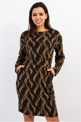 YESSTORY Alkalmi lürex szálas, megkötős, zsebes mini ruha