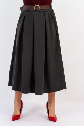 Elegáns A-vonalú szövet maxi szoknya ráncolt fazonnal