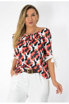 YESSTORY Divatos finomkötött gumírozott vállra lehúzható megkötős ujjú felső