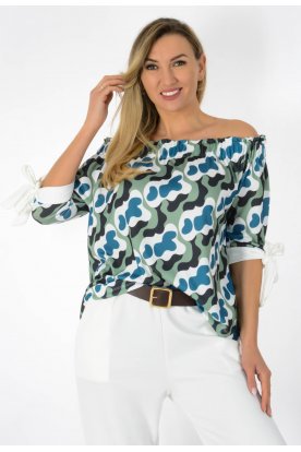 YESSTORY Divatos finomkötött gumírozott vállra lehúzható megkötős ujjú felső