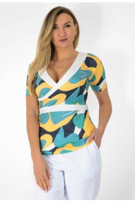 YESSTORY Divatos szexi pamutkevert átlapolt karcsúsított felső