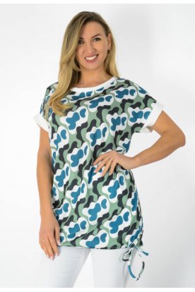 YESSTORY Divatos sportos rövid ujjú finomkötött alul megkötős pihe-puha tunika