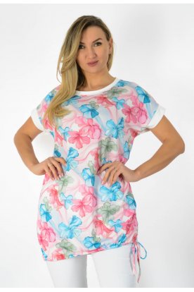 YESSTORY Divatos sportos rövid ujjú finomkötött alul megkötős pihe-puha tunika